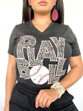 Load image into Gallery viewer, Texas True Threads Leopard Play Ball Black Baseball T-Shirt