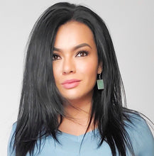 Load image into Gallery viewer, Amazonite Rectangle Dangle Earrings