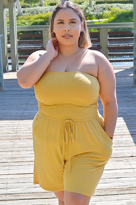 Smocked Tube Romper - Light Mustard