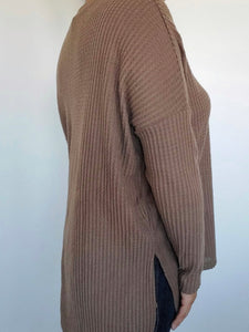 Thermal Waffle Mocha Sweater