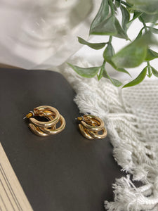 Triple Ring Hoop Earring - Gold