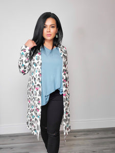 Honeyme Animal Print Long Cardigan