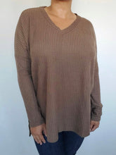 Load image into Gallery viewer, Thermal Waffle Mocha Sweater