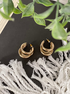 Triple Ring Hoop Earring - Gold