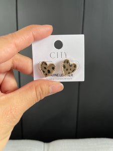 Animal Print Heart Earrings