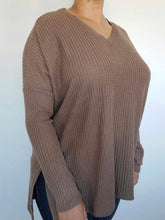 Load image into Gallery viewer, Thermal Waffle Mocha Sweater