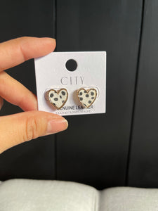 Animal Print Heart Earrings