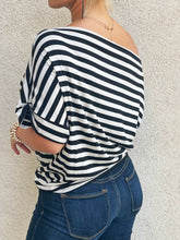 Load image into Gallery viewer, Dolman Black Striped Top