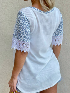 Lace Animal Contrast Tunic Top