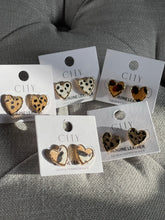 Load image into Gallery viewer, Animal Print Heart Earrings