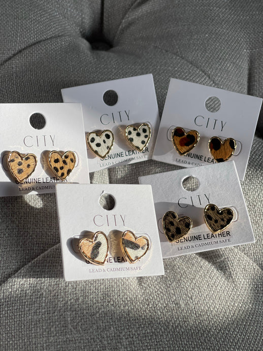 Animal Print Heart Earrings