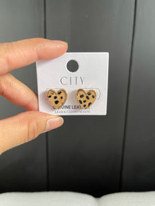 Animal Print Heart Earrings