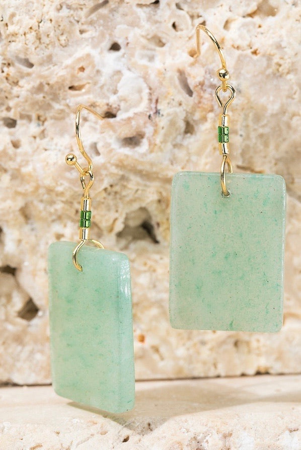 Amazonite Rectangle Dangle Earrings