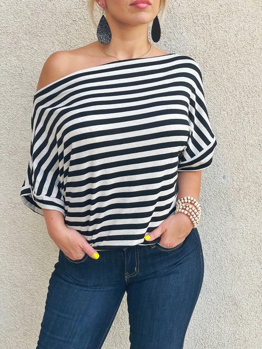 Dolman Black Striped Top