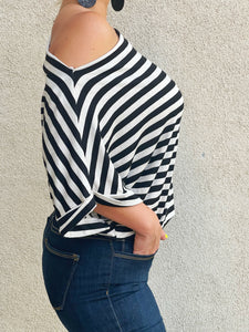 Dolman Black Striped Top