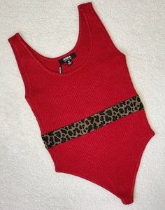 Red Leopard Tape Bodysuit